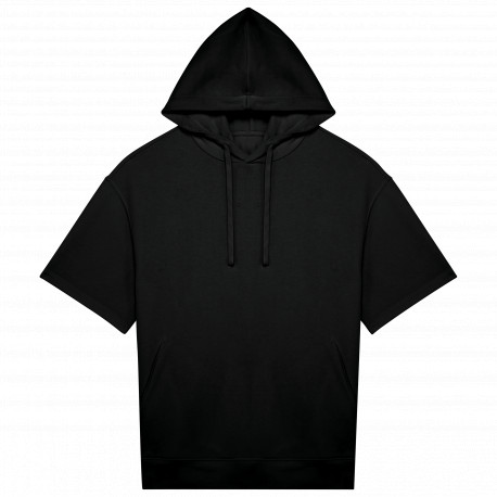 Felpa unisex ecosostenibile con cappuccio e spalle spioventi a maniche corte French Terry NS406 Native Spirit