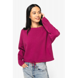 Felpa girocollo donna oversize ecosostenibile taglio crop NS429 Native Spirit