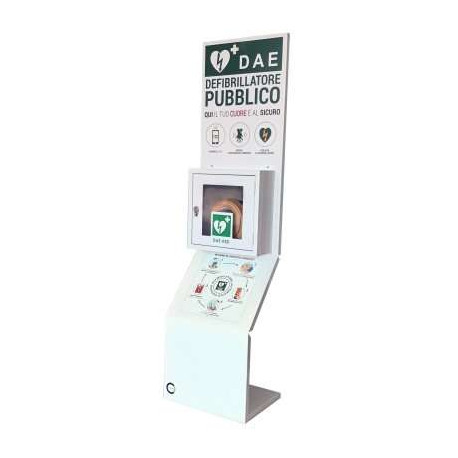 Totem metallico per cassetta porta defibrillatore
