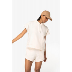 Felpa donna ecosostenibile oversize con cappuccio senza maniche French Terry NS446 Native Spirit