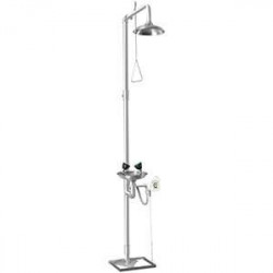 Doccia a pavimento con lavaocchi Inox