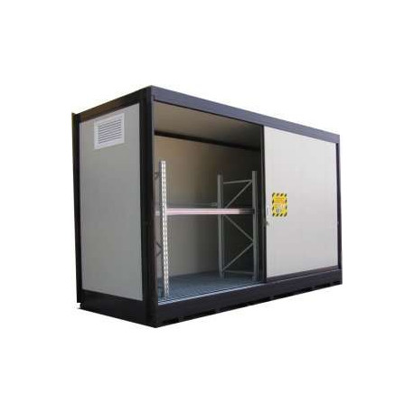 Container stoccaggio 12 cisternette su scaffale 7960x1870x3500 mm