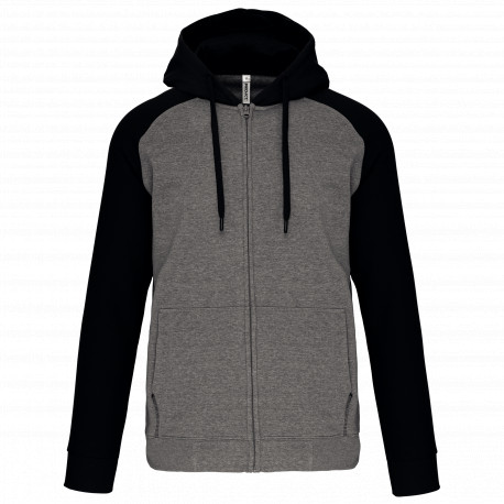 Giacca in felpa unisex con zip e cappuccio bicolore PA380 PROACT®