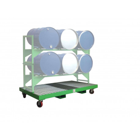 Vasca carrellata c/griglia per supporto SPF003S per stocc.3/6 fusti