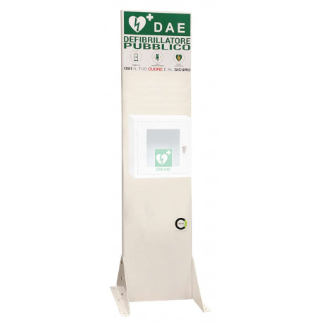 Totem Espositore metallico per cassetta porta defibrillatore