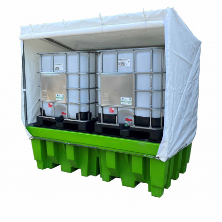 Deposito c/copertura in PVC per n.2 IBC da 1000 lt