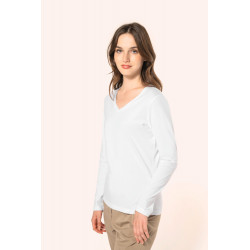 T-shirt Supima® maniche lunghe e scollo a V PK307 Kariban Premium