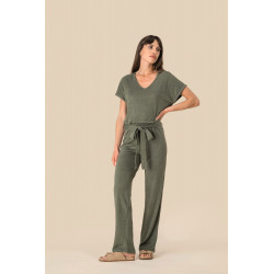Tuta donna in maglia a maniche corte in lino SP5004 Spasso