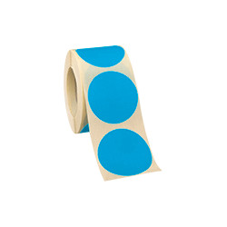 Rotolo da 500 bollini adesivi diametro mm 35 colore CELESTE