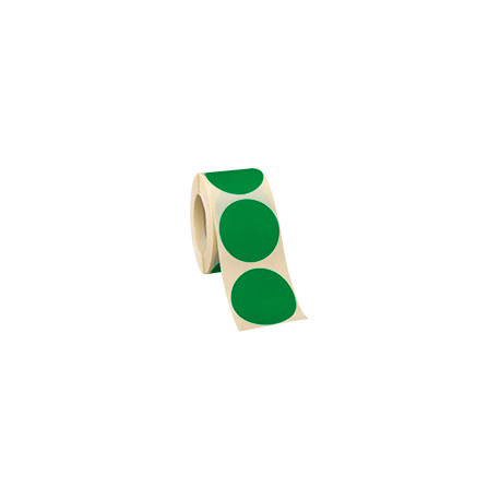 Rotolo da 500 bollini adesivi diametro mm 35 colore VERDE