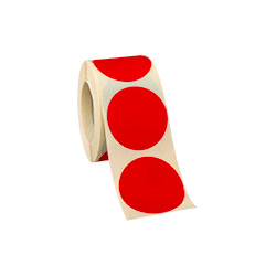 Rotolo da 500 bollini adesivi diametro mm 35 colore ROSSO