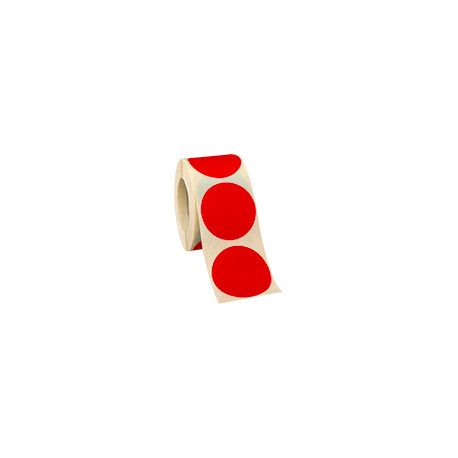 Rotolo da 500 bollini adesivi diametro mm 35 colore ROSSO