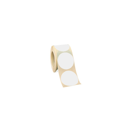 Rotolo da 500 bollini adesivi diametro mm 35 colore BIANCO