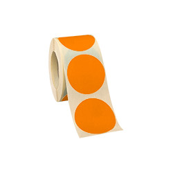 Rotolo da 500 bollini adesivi diametro mm 50 colore ARANCIO