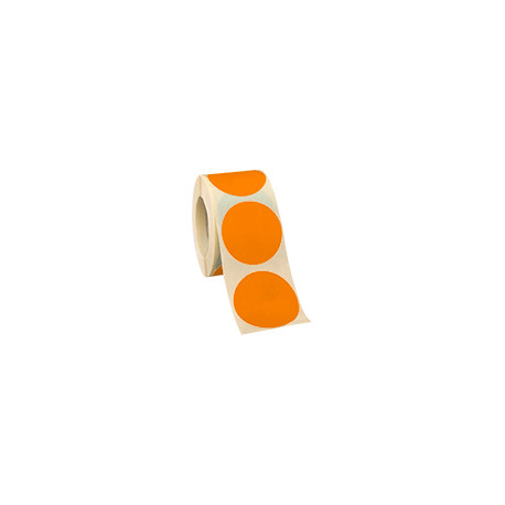 Rotolo da 500 bollini adesivi diametro mm 50 colore ARANCIO