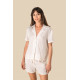 Camicia donna a maniche corte in lino con collo bowling SP523 Spasso