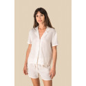 Camicia donna a maniche corte in lino con collo bowling SP523 Spasso