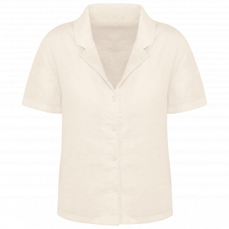 Camicia donna a maniche corte in lino con collo bowling SP523 Spasso