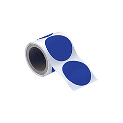 Rotolo da 300 cerchi adesivi colore BLU diametro mm 100 spess. mm 0,20