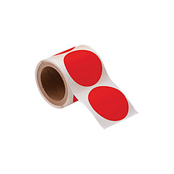 Rotolo da 300 cerchi adesivi col. ROSSO diametro mm 100 spess. mm 0,20
