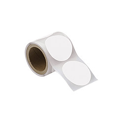 Rotolo da 300 cerchi adesivi col. BIANCO diametro mm 100 spess. mm 0,20
