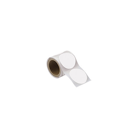 Rotolo da 300 cerchi adesivi col. BIANCO diametro mm 100 spess. mm 0,20