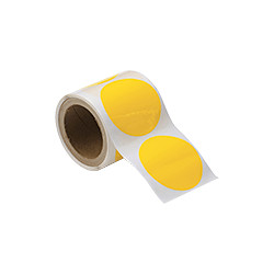 Rotolo da 300 cerchi adesivi col. GIALLO diametro mm 100 spess. mm 0,20