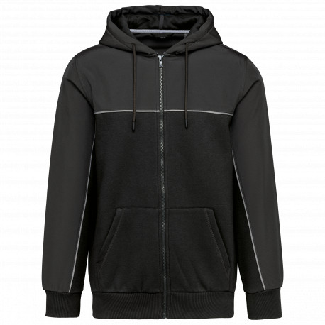 Giacca in felpa unisex bicolore con zip e cappuccio ecosostenibile WK410 WK. Designed To Work