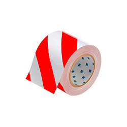 Nastro adesivo BIANCO/ROSSO in poliestere H mm 100x30 mt spess. mm 0,20
