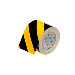 Nastro adesivo GIALLO/NERO in poliestere H mm 100x30 mt spess. mm 0,20