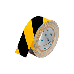 Nastro adesivo GIALLO/NERO in poliestere H mm 50x30mt spessore mm 0,20