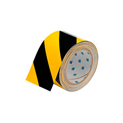 Nastro adesivo GIALLO/NERO in poliestere H mm 75x30 mt spessor mm 0,20