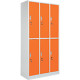 Armadio spogliatoio con 6 ante sovrapposte colorate arancioni