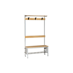 Panchina con seduta in legno, appendiabiti e mensola cm 100