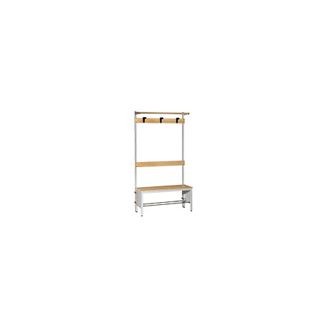 Panchina con seduta in legno, appendiabiti e mensola cm 100