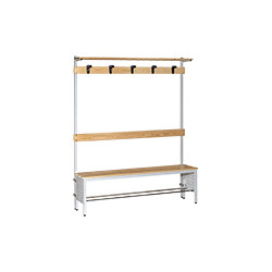 Panchina con seduta in legno, appendiabiti e mensola cm 150