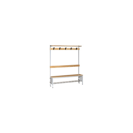 Panchina con seduta in legno, appendiabiti e mensola cm 150