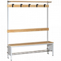 Panchina con seduta in legno, appendiabiti e mensola cm 150
