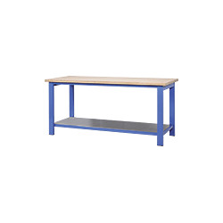 Tavolo da lavoro piano in legno e piano inferiore in lamiera cm 100x88