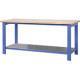 Tavolo da lavoro piano in legno e piano inferiore in lamiera cm 200x88