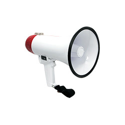 Megafono 10 W volume regolabile, cinghia di sicurezza, funzione sirena