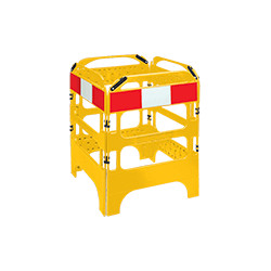 Barriera polietilene 4 pannelli mm 750x1000 h gialla bande riflettenti
