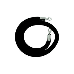Cordone liscio in velluto nero con gancio cromo x colonnine cromo