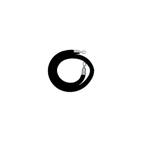 Cordone liscio in velluto nero con gancio cromo x colonnine cromo