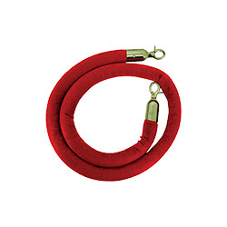 Cordone liscio in velluto rosso con gancio ottone x colonnine ottone