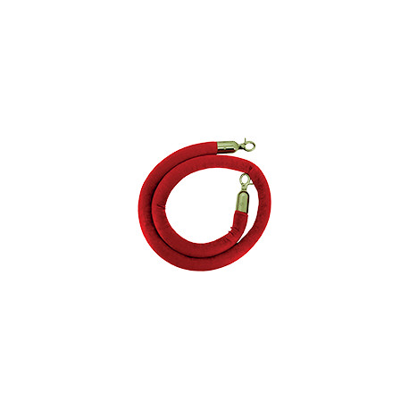 Cordone liscio in velluto rosso con gancio ottone x colonnine ottone