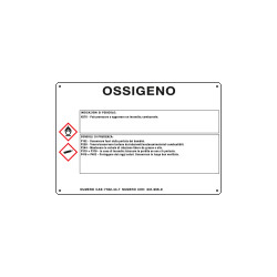 Cartello sostanze pericolose simbologia CLP " OSSIGENO "