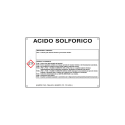 Cartello sostanze pericolose simbologia CLP " ACIDO SOLFORICO "