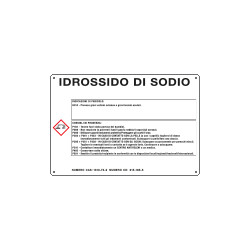 Cartello sostanze pericolose simbologia CLP " IDROSSIDO DI SODIO "