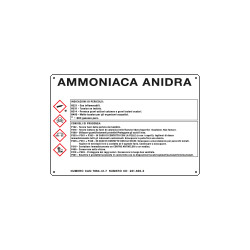 Cartello sostanze pericolose simbologia CLP " AMMONIACA ANIDRA "